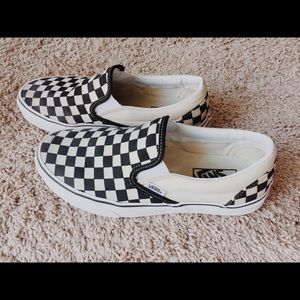 Black and White Checkered Vans Slip-On Sneakers